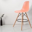 Ver imagem 3 de Kit com 2 Banquetas Altas Dsw-m Eames Rosa/Madeirado