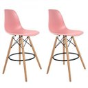 Ver imagem 1 de Kit com 2 Banquetas Altas Dsw-m Eames Rosa/Madeirado