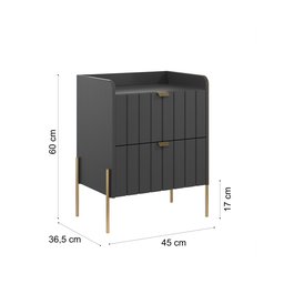 Mesinha Lateral de Cabeceira Linha Eros Pés em Aço Carbono  45cm  - 4