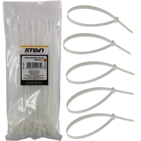 Abraçadeira Nylon Enforca Gato Lingua de Sogra Stein Branca 280 X 3,6mm (100 Pçs)
