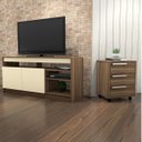 Ver imagem 1 de Conjunto Rack para TV até 48 Polegadas 2 Portas e Gaveteiro Multiuso Modern Office 