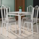 Ver imagem 1 de Conjunto De Mesa Tubular Malva Com 4 Cadeiras 121 Tampo De Vidro 75cm Branco Assento Grafiato Cinza 