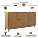 Ver imagem 5 de Aparador Buffet Ethos F06 3 Portas 2 Prateleiras Madeira Maciça Amadeirado Lyam Decor