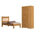 Ver imagem 1 de Kit Bela Cama Solteiro com Guarda Roupa 3 Portas para Quarto de Mdf Design Moderno de Rattan