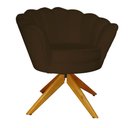 Ver imagem 1 de Poltrona Decorativa Pétala Pés Madeira Giratório Suede Marrom - Ds Estofados