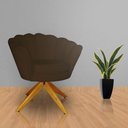 Ver imagem 2 de Poltrona Decorativa Pétala Pés Madeira Giratório Suede Marrom - Ds Estofados