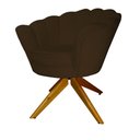 Ver imagem 3 de Poltrona Decorativa Pétala Pés Madeira Giratório Suede Marrom - Ds Estofados