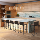 Ver imagem 6 de Kit 6 Bancos Quadrado Junco Argila para Bancada Alta Cozinha Área Gourmet Bistrô Piscina Bar