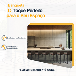 Kit 6 Bancos Quadrado Junco Argila para Bancada Alta Cozinha Área Gourmet Bistrô Piscina Bar - 3