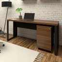 Ver imagem 1 de Mesa Escrivaninha Industrial 150cm Gaveteiro Clean Pés Metal Cor:Nogal com Preto