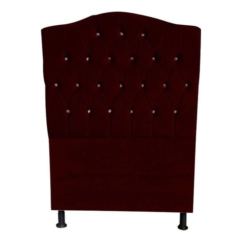 Cabeceira de Cama Box Princesa Solteiro 90 Cm Botão Strass Suede Bordo do Lar Móveis