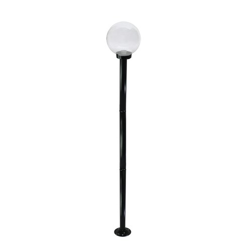 Poste de Jardim com Globo de Vidro Transparente 15x30 de 2,00m P18 em Aço Preto