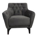 Ver imagem 2 de Poltrona Decorativa em Veludo Cinza com Tachas e Pés de Madeira Maciça Shaula Harmônica Móveis