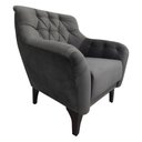 Ver imagem 1 de Poltrona Decorativa em Veludo Cinza com Tachas e Pés de Madeira Maciça Shaula Harmônica Móveis