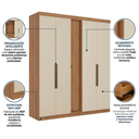 Ver imagem 5 de Guarda-Roupa Casal 5 Portas 4 Gavetas MDF 200cm Supremo Yescasa Off White Freijó/Areia