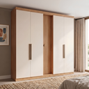 Ver imagem 1 de Guarda-Roupa Casal 5 Portas 4 Gavetas MDF 200cm Supremo Yescasa Off White Freijó/Areia