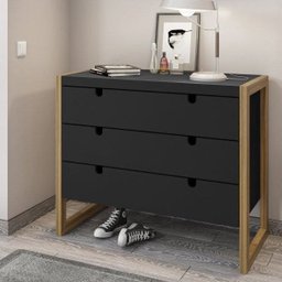 Cômoda 3 Gavetas 90cm Jasmim Espresso Móveis - 1 Cômoda 3 Gavetas 90cm Jasmim Espresso Móveis - 1