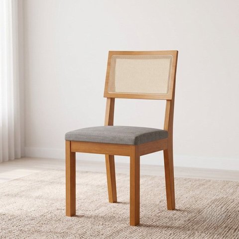 Conjunto 8 Cadeiras de Jantar MDF Flora Cinza e Cinamomo