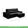 Sofa Retratil Reclinavel 2 Lugares 2,40 Vitória Veludo Preto Lansofbr - 6