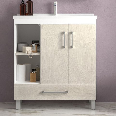 Gabinete de Banheiro 80cm com Lavatório Ref 680 Cewal - Branco/arenito