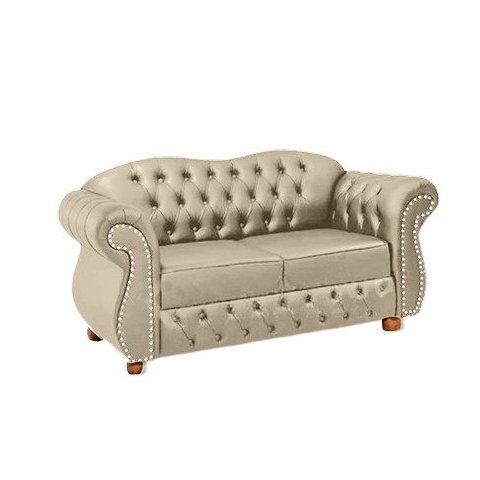 Sofá Chesterfield Merlo 2 lugares 1,80 Suede Bege/ decoração, recepção, sala tv estar