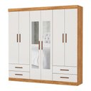Ver imagem 3 de Guarda-roupa Casal Mondo 6 Portas 4 Gavetas com Espelho Cinamomo/off White - Pnr Móveis
