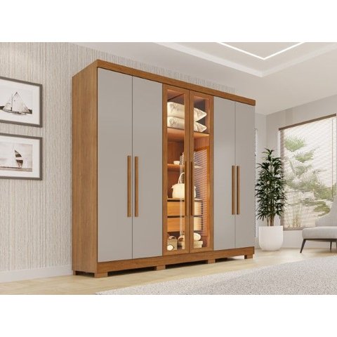 Roupeiro Salleto Vision 6 Pts c/Pes MDP L 1,80 X a 2,05 (Cinamomo /Off)