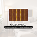 Ver imagem 6 de Cabeceira para Cama de Casal Modular Ripada Mdf Amadeirado com Acrílico Espelhado Dourado Premium