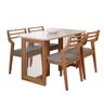 Conjunto de Mesa Cimol Régia 130x80cm com 4 Cadeiras Damasco - Madeira/cinza - 1