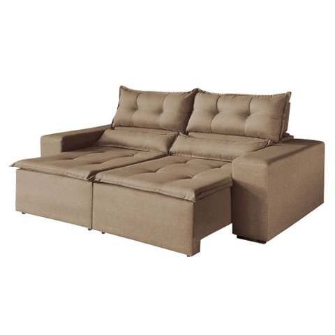Sofa Retratil e Reclinavel Monaco 196cm Kc Rei de Casa Veludo Bege