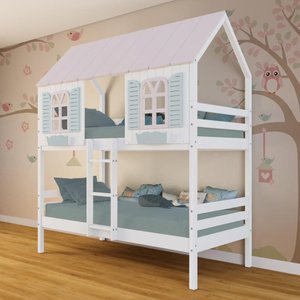 Beliche Casinha Bela - Madeira Maciça Branco/rosa/verde | Megamobilia