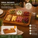Ver imagem 7 de Tabua Petisqueira Carne Madeira Teca 3 Molheiras Bandeja Petiscos Aperitivos Completa Ramequim Gourm