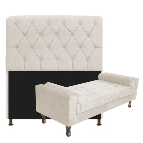 Cabeceira Lady e Recamier Félix 160cm Queen Size Corano Bege