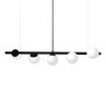 Lustre Pendente Figo Preto - 5 Globos Esfera de Vidro Branco - 1