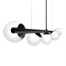 Lustre Pendente Figo Preto - 5 Globos Esfera de Vidro Branco - 3