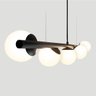 Lustre Pendente Figo Preto - 5 Globos Esfera de Vidro Branco - 4