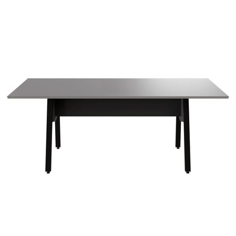 Mesa de Reunião 200cm para 8 Pessoas com Tampo Chanfrado Industrial Executive Cinza/Sagrado/Preto