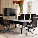 Ver imagem 2 de Mesa de Reunião 200cm para 8 Pessoas com Tampo Chanfrado Industrial Executive Cinza/Sagrado/Preto