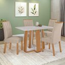 Ver imagem 1 de Conjunto Sala de Jantar Mesa Easy Pop 120x80cm Tampo Vidro/mdf com 4 Cadeiras Confort Veludo