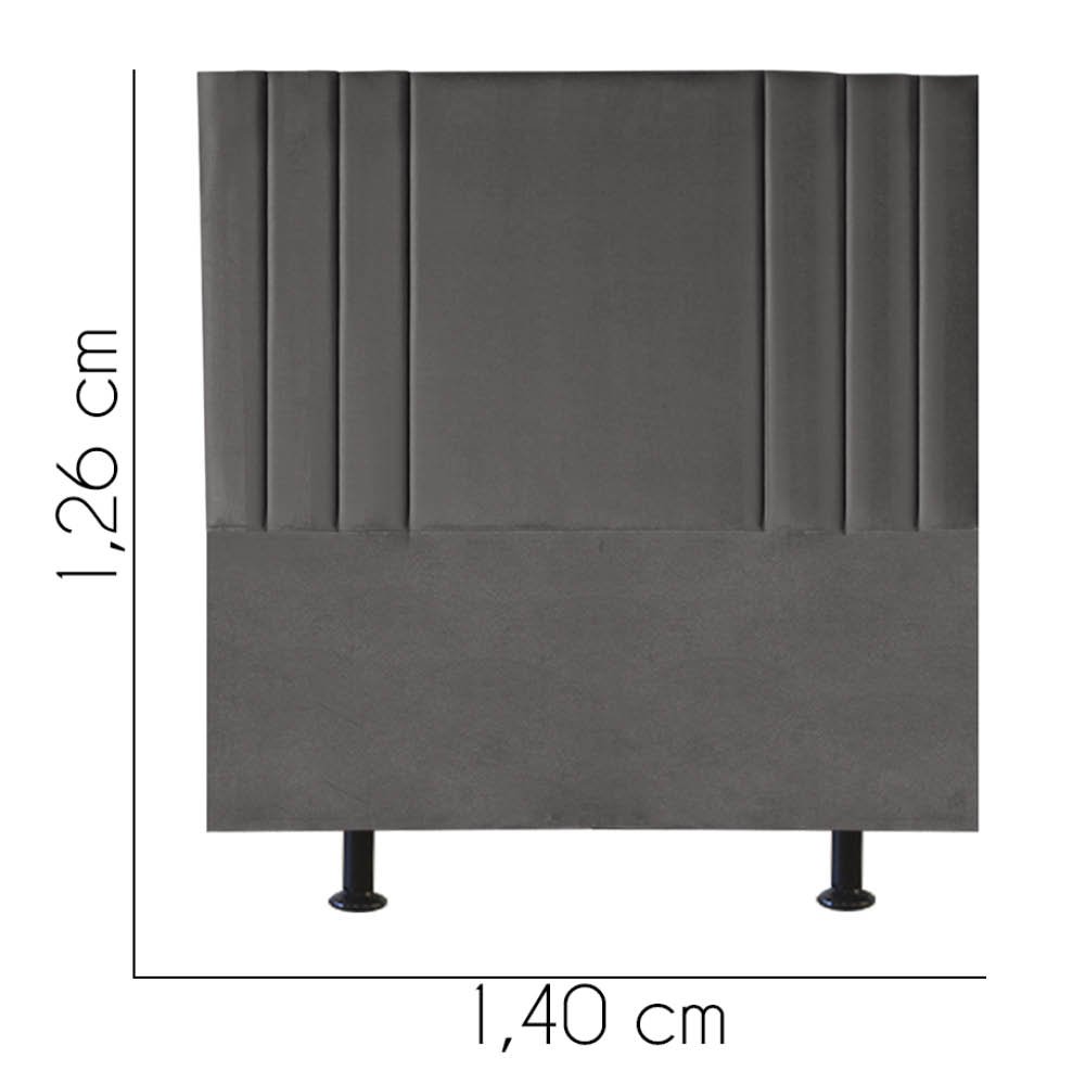 Cabeceira Estofada Grécia 140CM Casal Courino Cinza - D A DECOR - 3