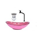 Ver imagem 1 de CUBA DE VIDRO OVAL 55CM ROSA + VALVULA + TORNEIRA PRETA