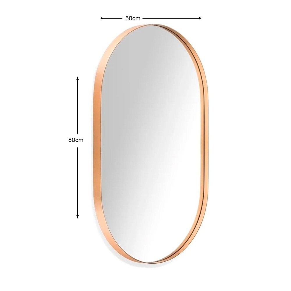 Espelho Oval com Moldura 80 x 50 x 4 Dourado - 2