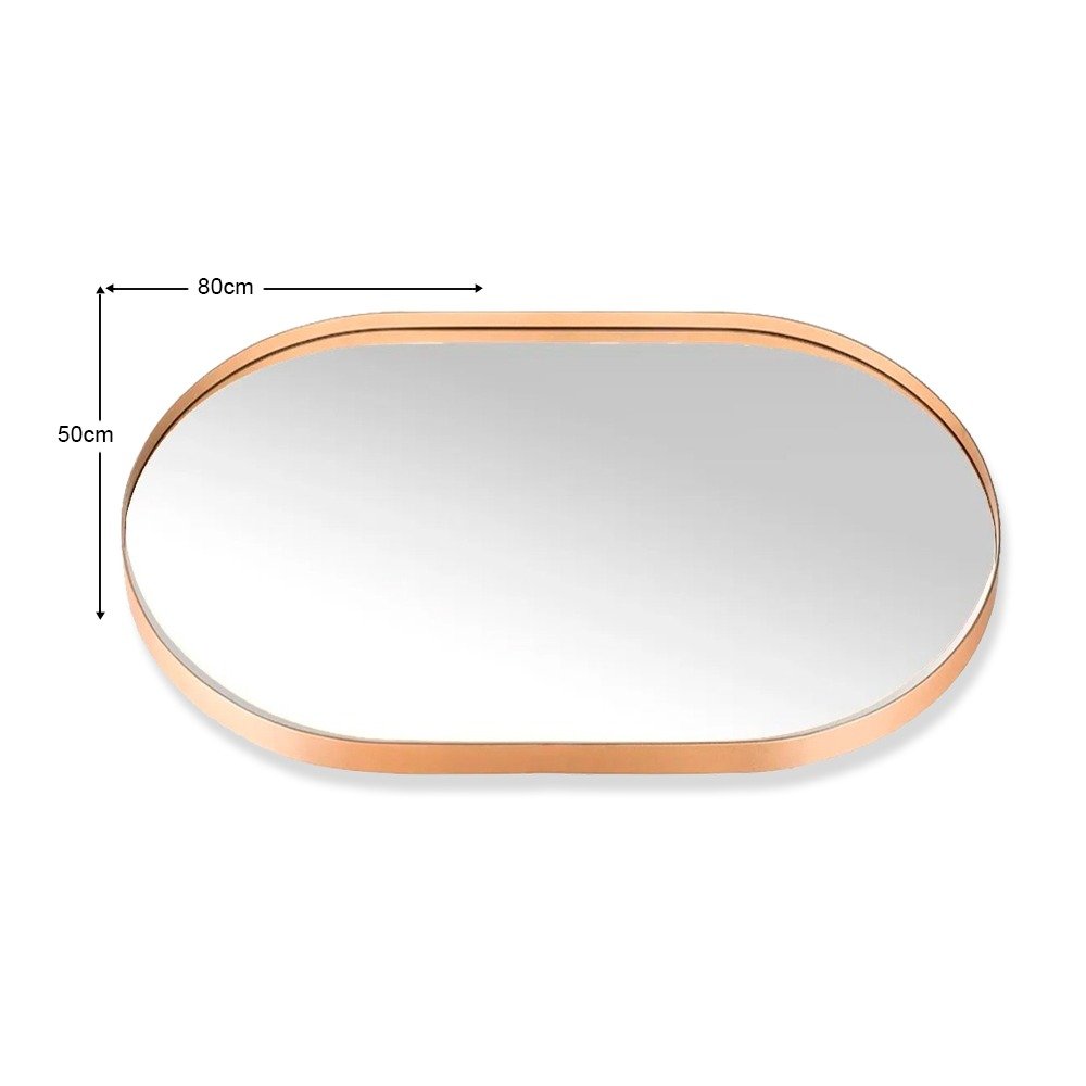 Espelho Oval com Moldura 80 x 50 x 4 Dourado - 6