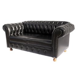 Namoradeira Luiz XV Chesterfield Capitone Corano Preto - 1
