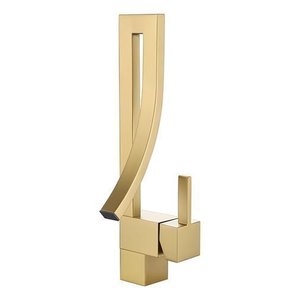 Torneira de Pia Dourada Monocomando Cascata Quadrada Premiun