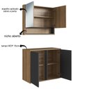Ver imagem 7 de Gabinete de Banheiro 80cm com Espelheira 2 Portas sem Cuba Antônia Preto/Mel/Grafite