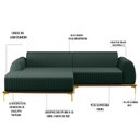 Ver imagem 3 de Sofá 2,30M 4 Lugares com Chaise Esquerdo Pés Gold Molino C-117 Linho Verde
