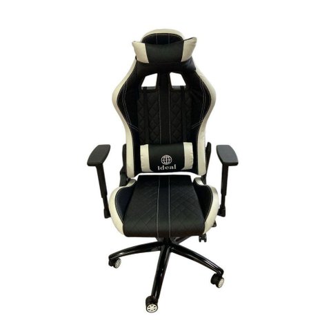 Cadeira Gamer Ergonômica com Revestimento em Couro Sintético Ajuste de Altura Preto