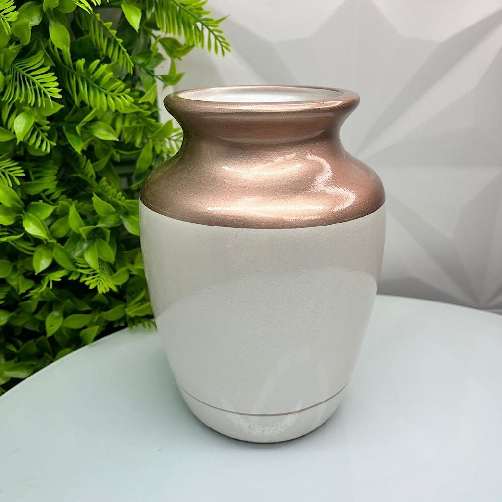 Vaso centro de mesa cobre de cerâmica trabalhado moderno - 3
