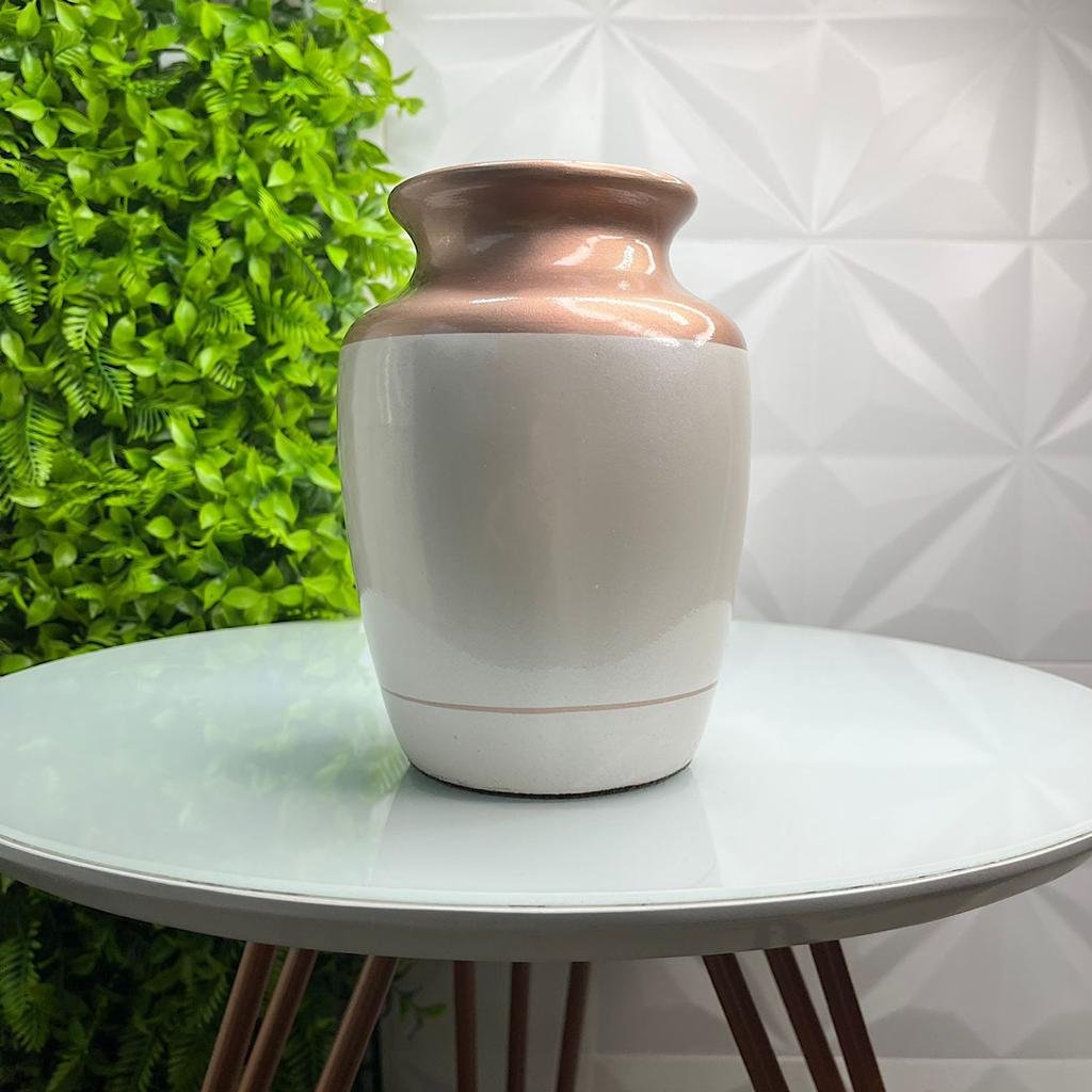 Vaso centro de mesa cobre de cerâmica trabalhado moderno - 2